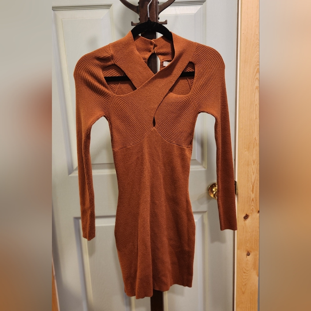 Lush Brown Long Sleeve Dress